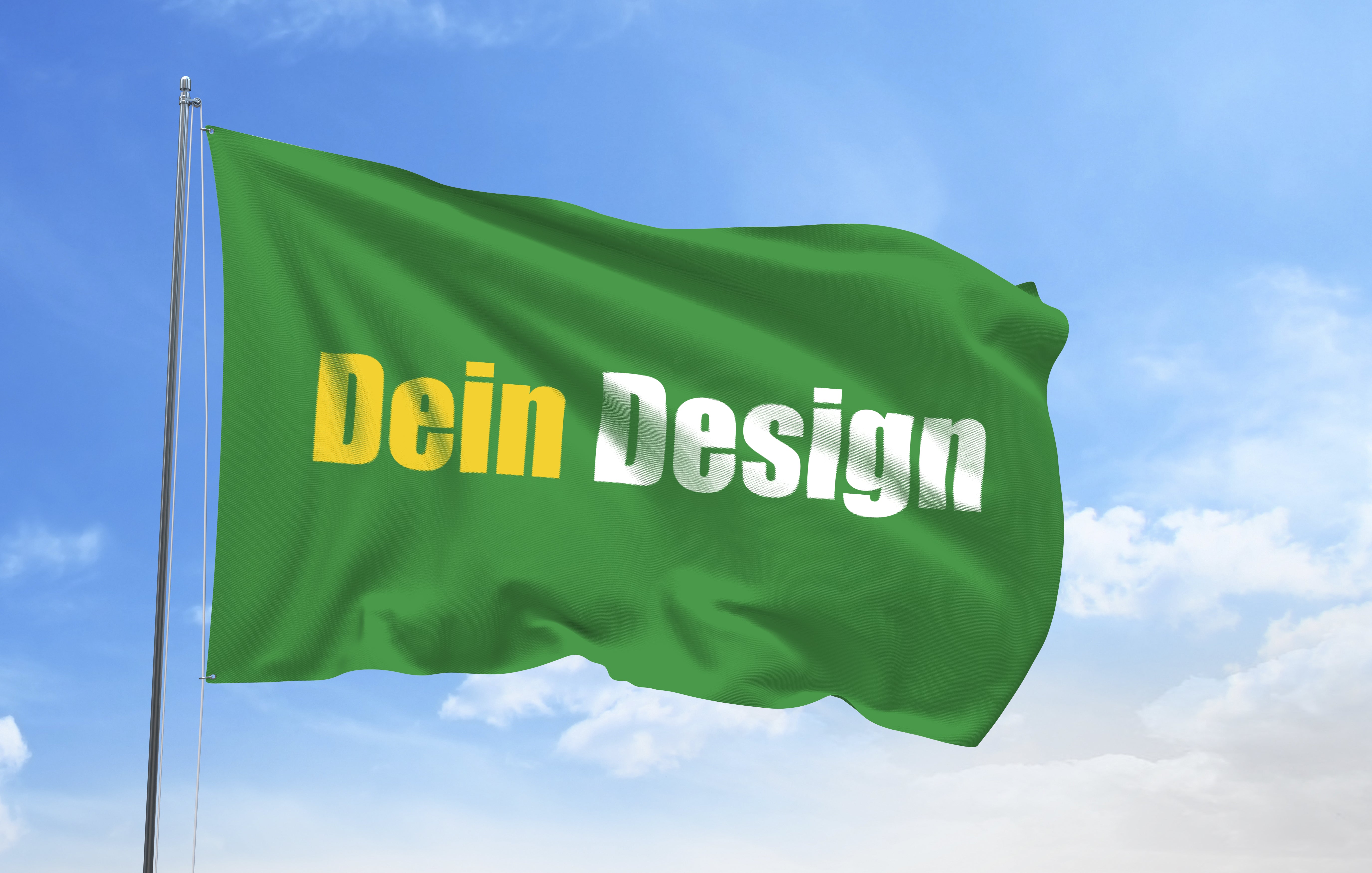Fahne mit der Aufschrift 'Dein Design', die anzeigt, dass ein eigenes Design erstellt werden kann