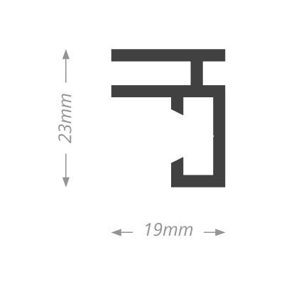 Abmessungen des 19-mm-Aluminium-Spannrahmens