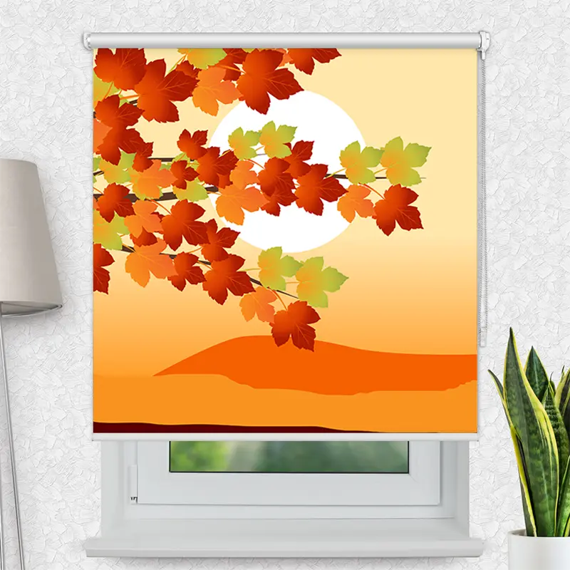 Motivrollo "Herbstblaetter Grafik" | Bis B 430 x H 440 cm