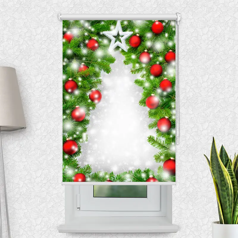 Motivrollo 'Tannenzweige Mit Kugeln' | Bis B 430 x H 440 cm