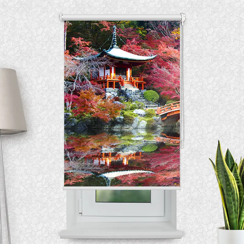 Motivrollo "Asiatischer Garten Im Herbst" | Bis B 430 x H 440 cm