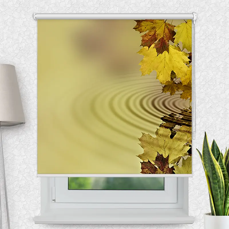 Motivrollo "Herbstblaetter Im Wasser" | Bis B 430 x H 440 cm