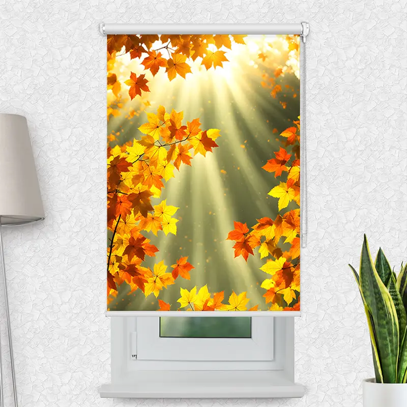 Motivrollo "Herbstblaetter Sonne" | Bis B 430 x H 440 cm