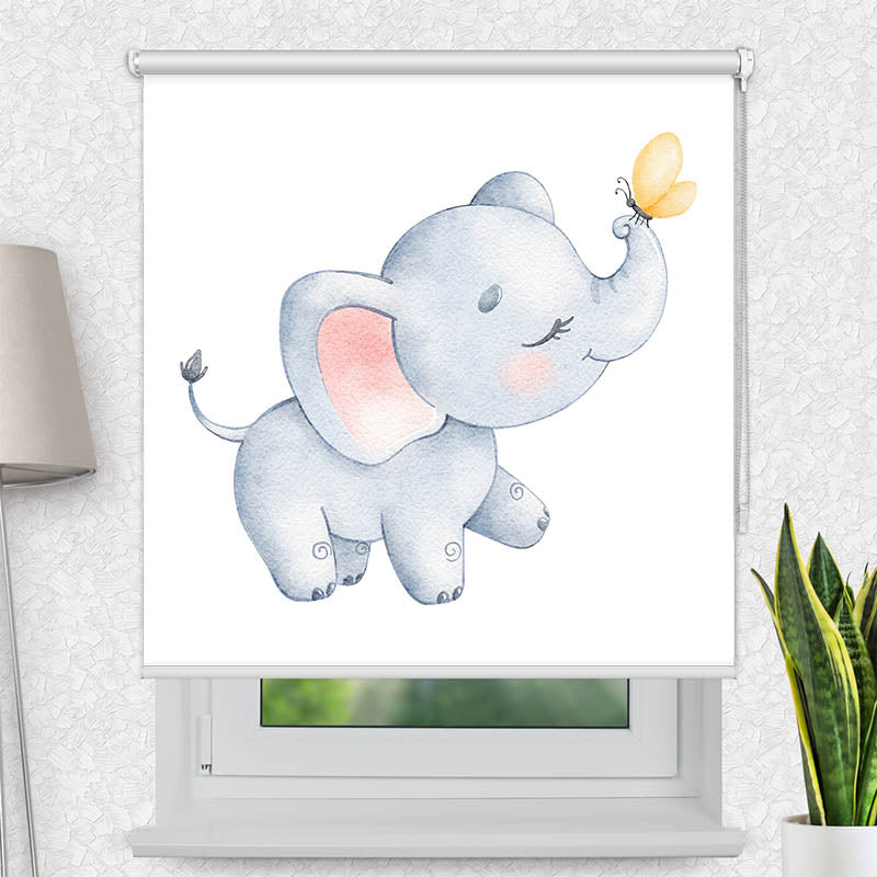 Fotorollo Elefantenkind Schmetterling