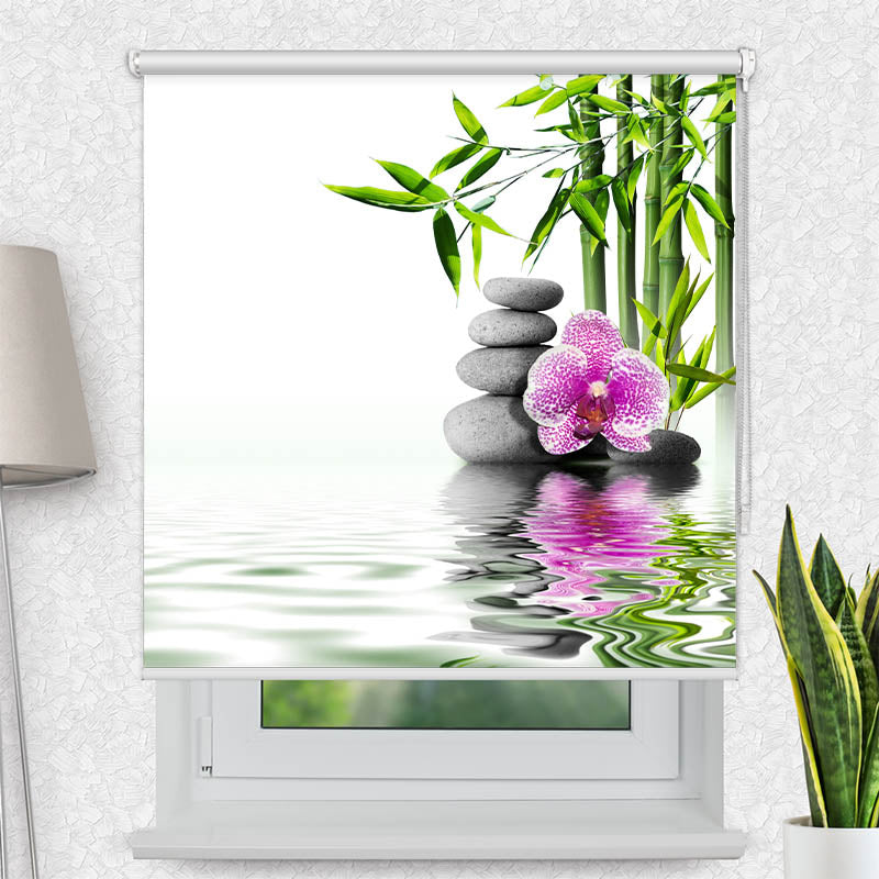 Fotorollo Bambus Orchidee Zen Stones