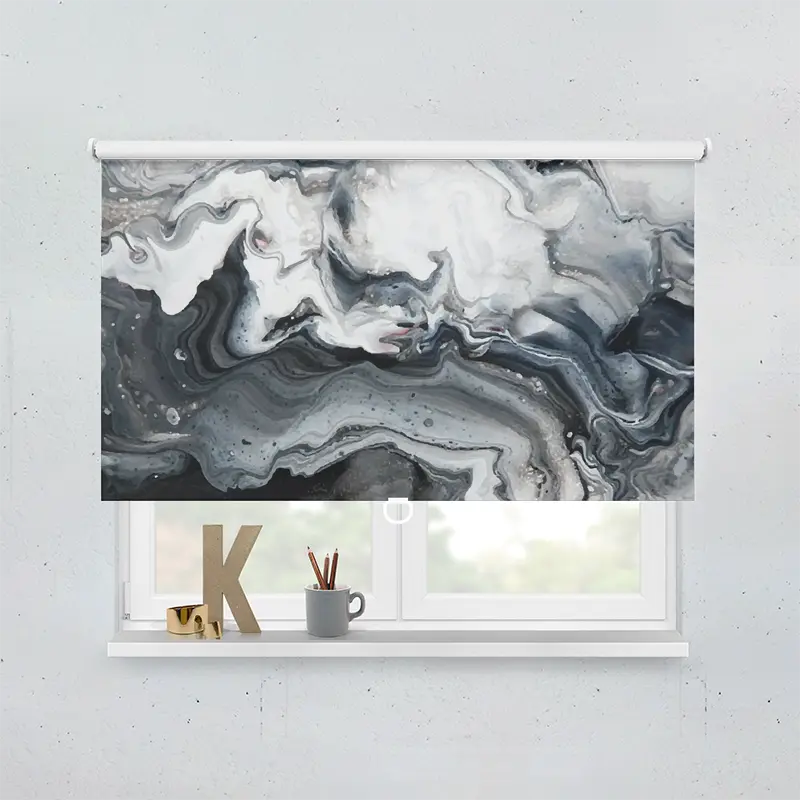 Spring Rollo Motiv Marmoriert Fluid Weiss Grau