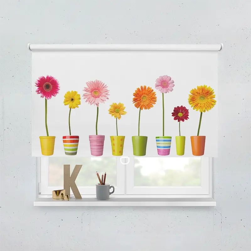 Spring Rollo Motiv Bunte Topfblumen