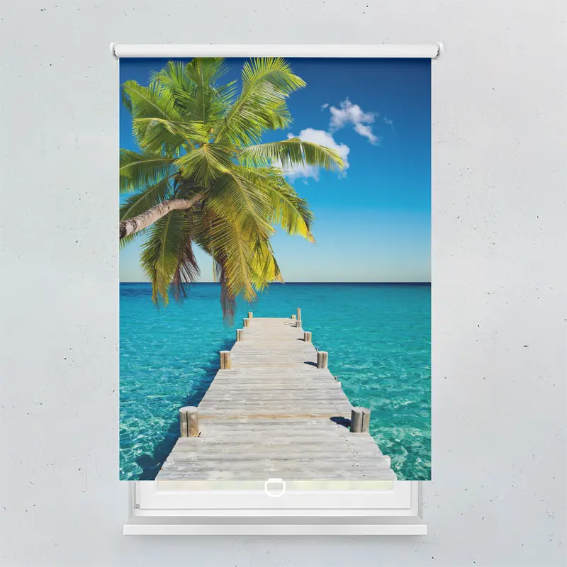 Spring Rollo Motiv Steg Ins Meer Mit Palme