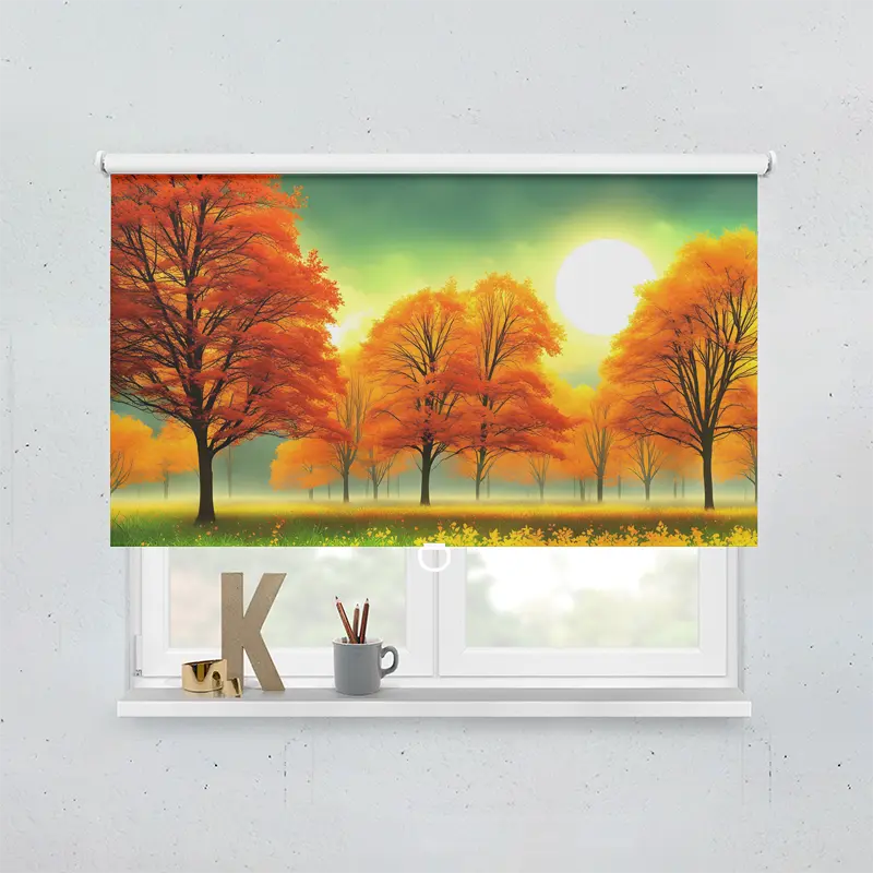 Spring Rollo Motiv Herbstwald Sonnenschein