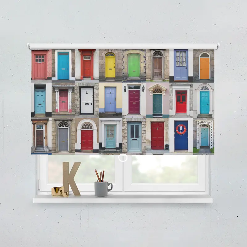 Spring Rollo Motiv Bunte Tueren Collage