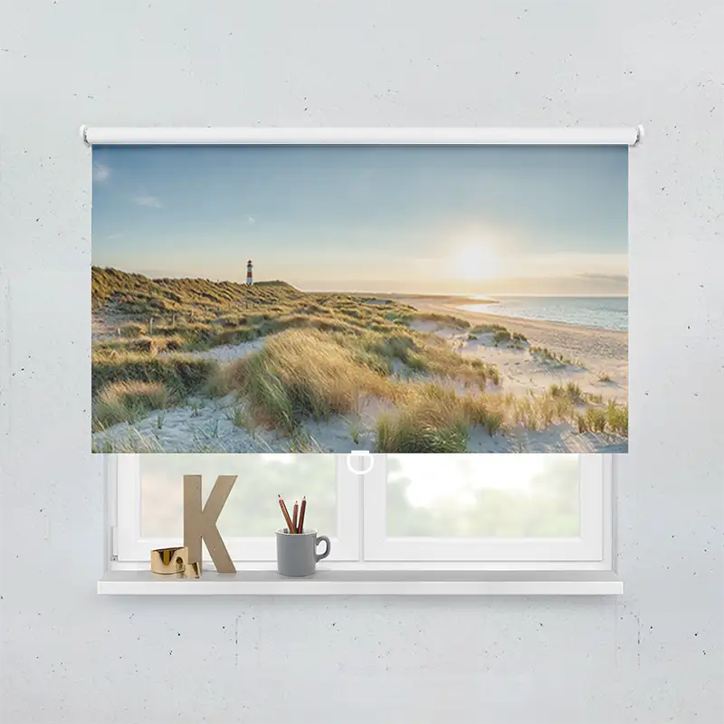 Springrollo Motiv Leuchtturm Strand Meer Auf Sylt