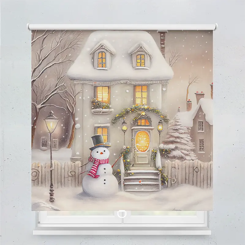 Spring Rollo Motiv Schneemann Vor Haus