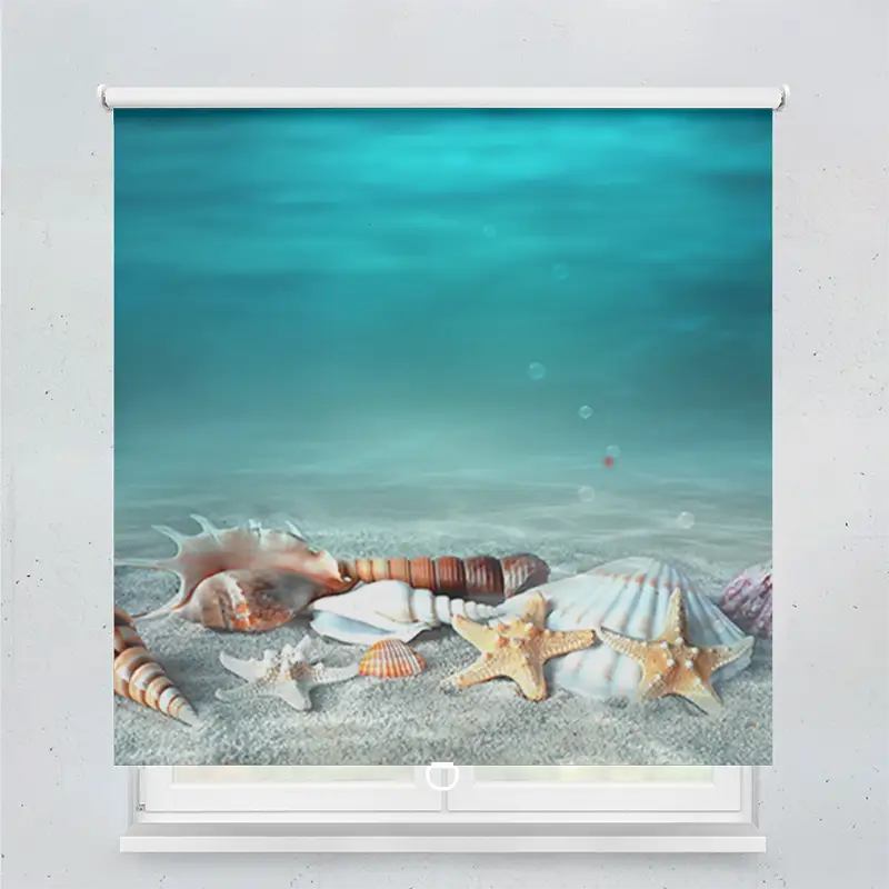 Springrollo Motiv Muschel Und Seestern Am Strand