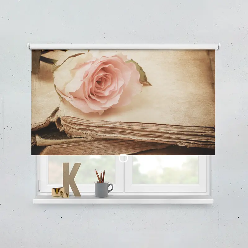 Spring Rollo Motiv Rose Rosa Buch Vintage