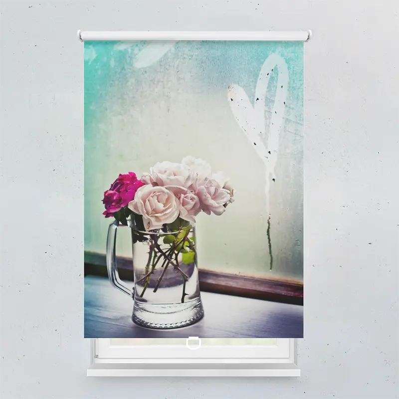 Spring Rollo Motiv Vase Glas Rosen Herz
