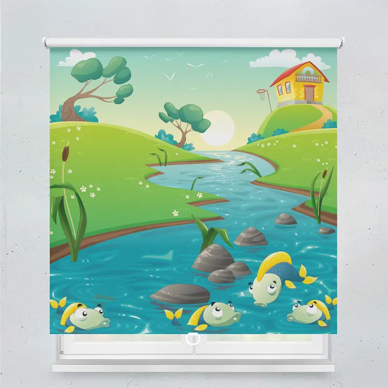 Spring Rollo Motiv Fluss Mit Fischen