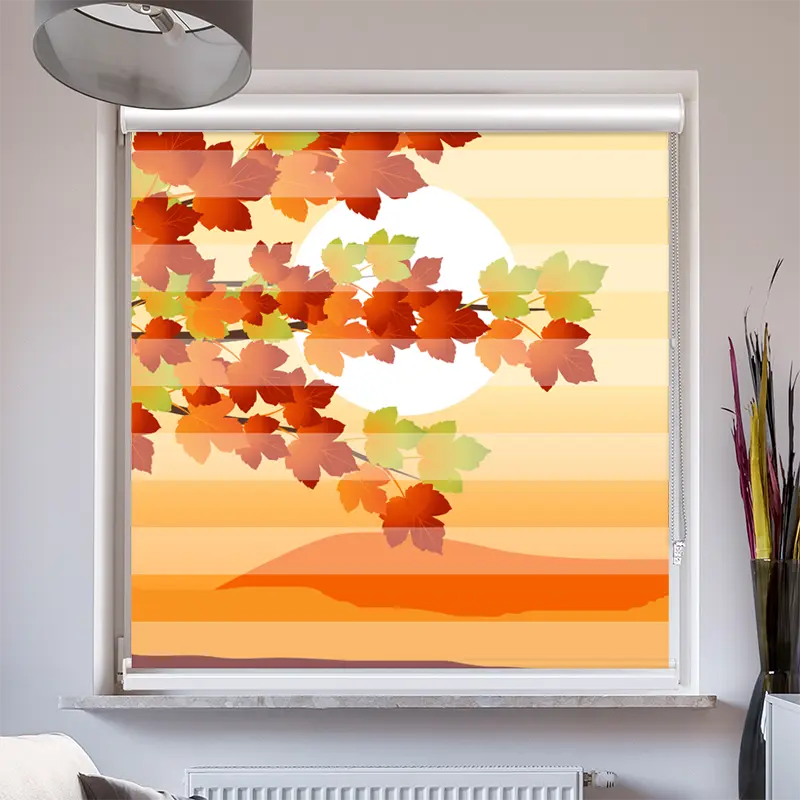 Doppelrollo mit Kassette "Herbstblaetter Grafik"