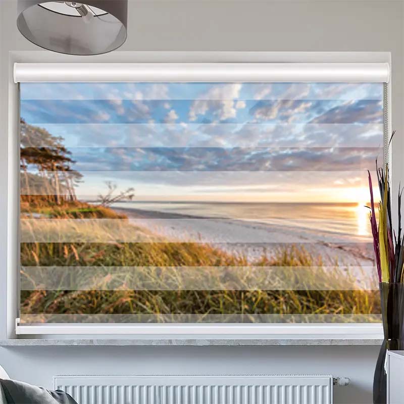 Doppelrollo mit Kassette Sonnenuntergang am Meer