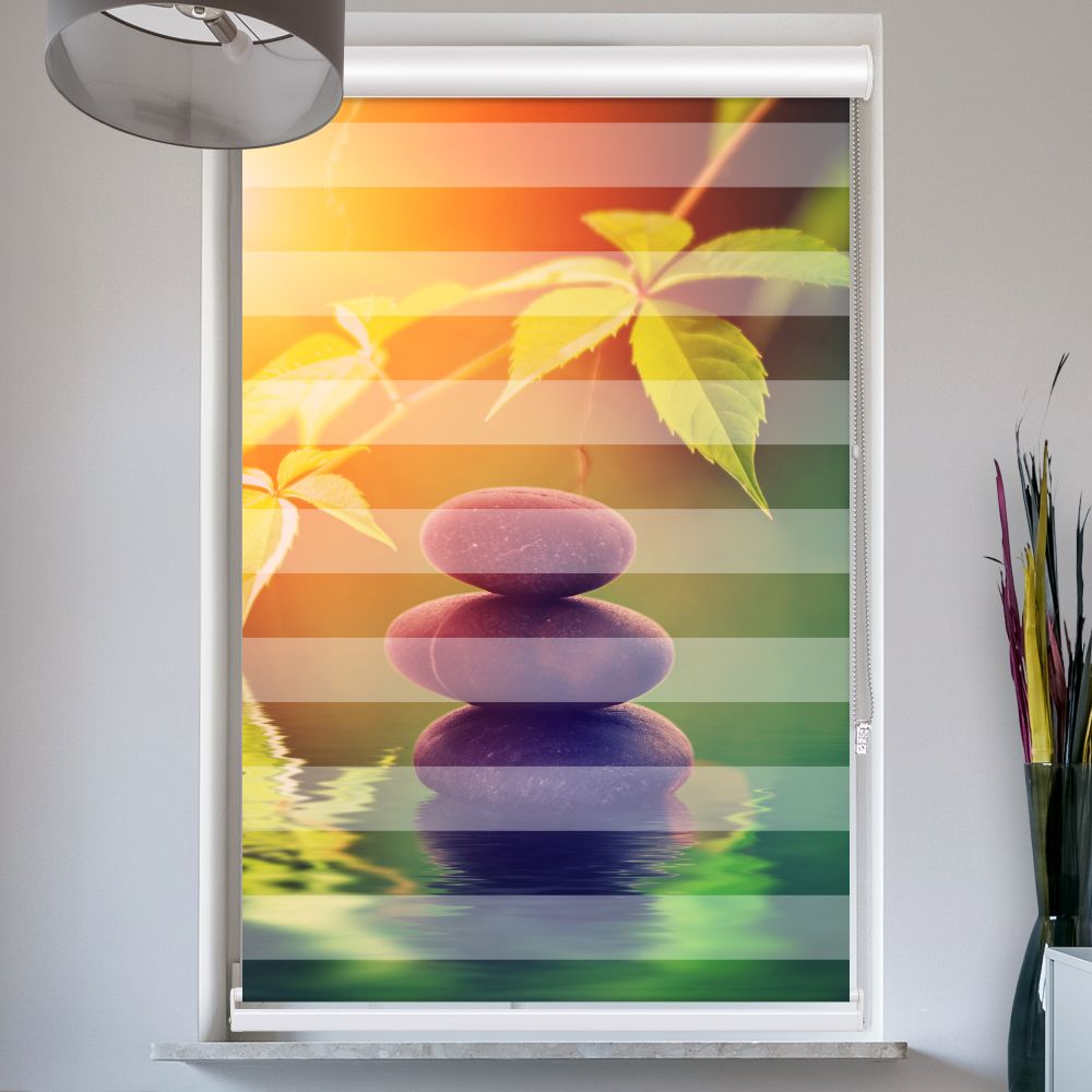 Doppelrollo mit Kassette Spa Steine Sonne