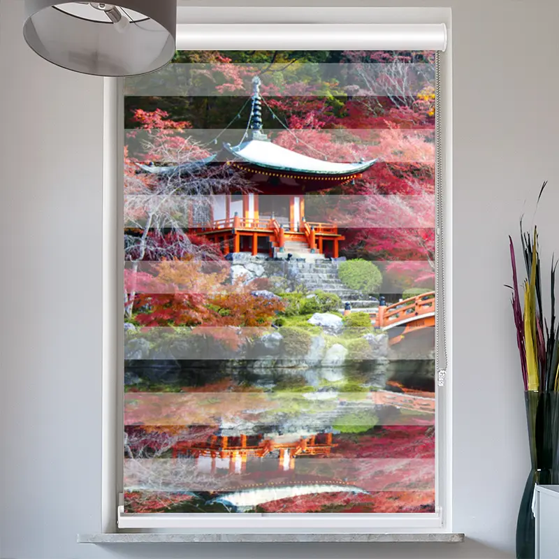Doppelrollo mit Kassette "Asiatischer Garten Im Herbst"