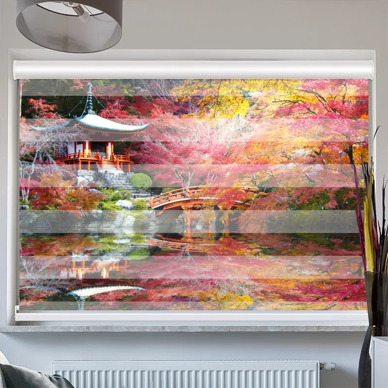 Doppelrollo mit Kassette "Asiatischer Garten Im Herbst"