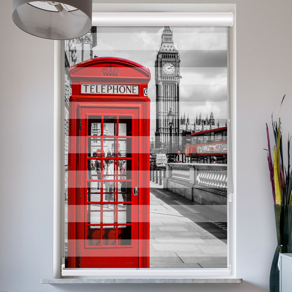 Doppellrollo mit Kassette Motiv 'Rote Telefonzelle London'