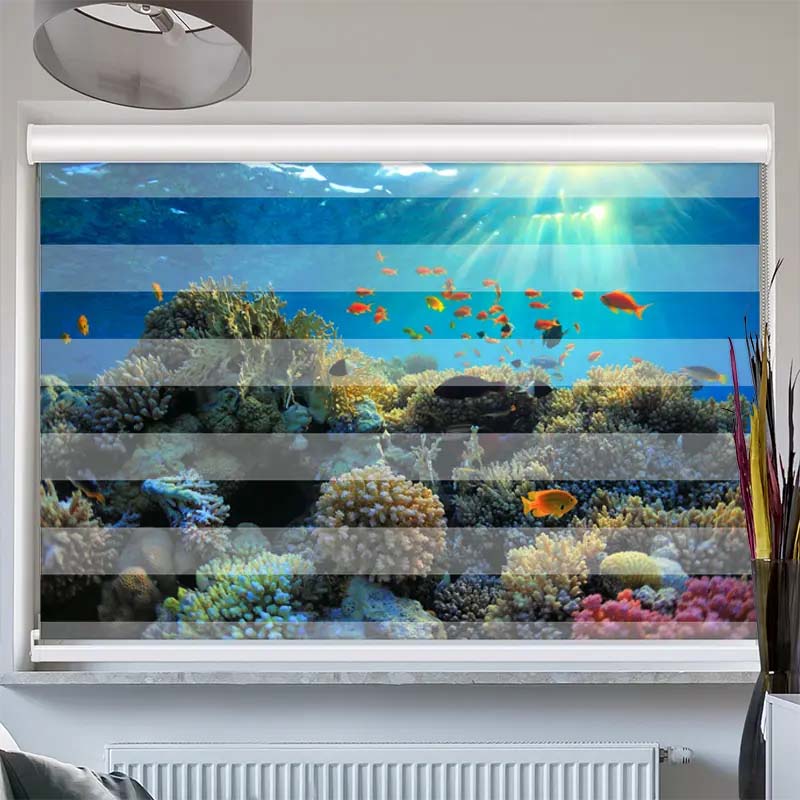 Doppelrollo mit Kassette Fische im Ozean