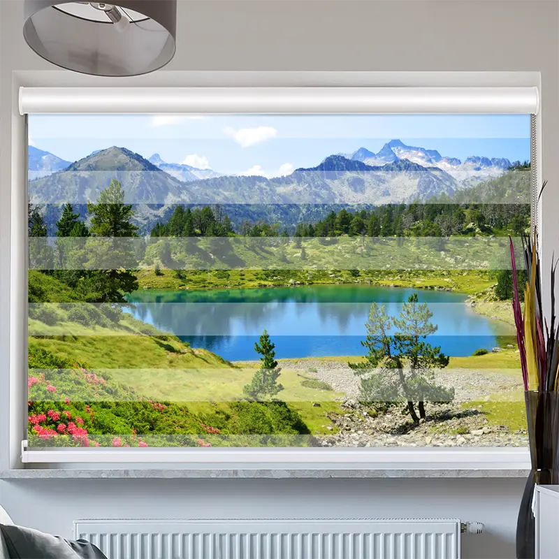 Doppelrollo Kassette Berglandschaft Mit See