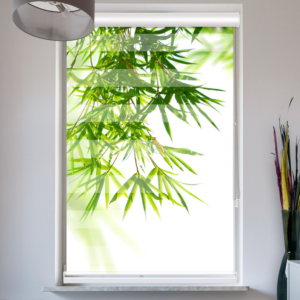Doppelrollo mit Kassette Bambusblaetter von Oben