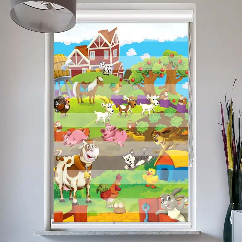 Doppelrollo mit Kassette Bauernhof Tiere