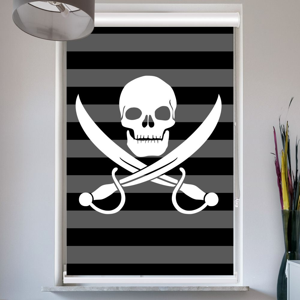 Doppelrollo mit Kassette Totenkopf Saebel