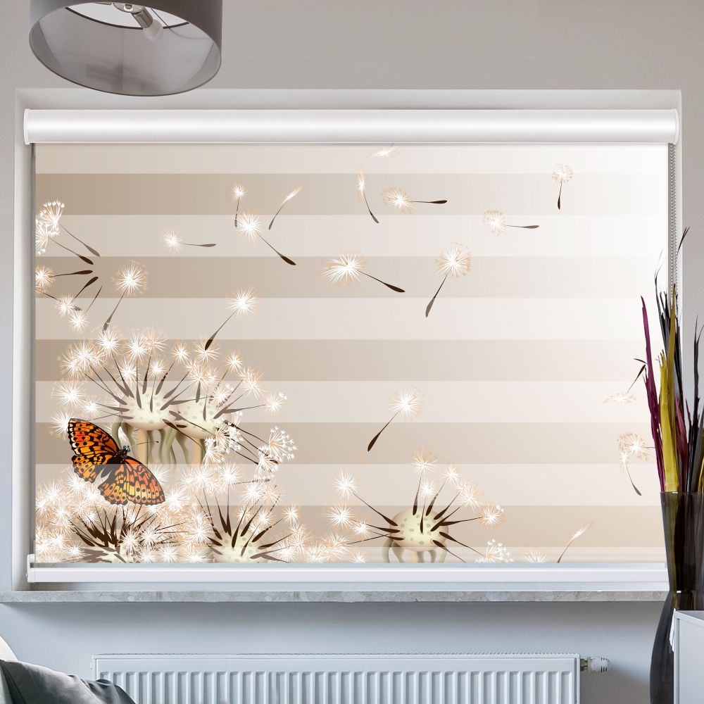 Doppelrollo mit Kassette Pusteblume Schmetterling