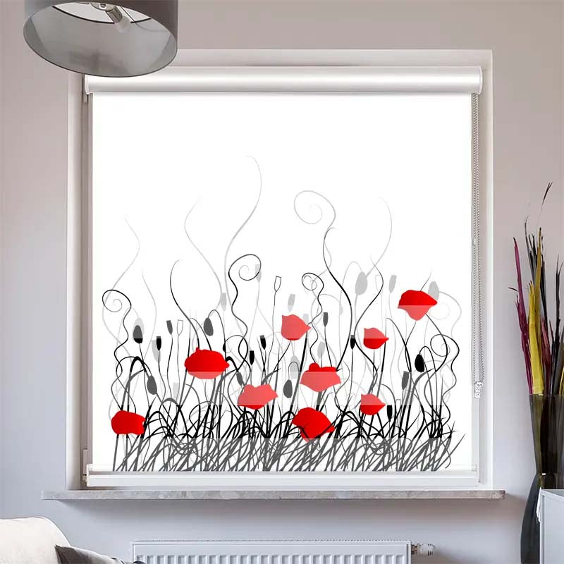 Doppelrollo mit Kassette Mohnblumen Grafik