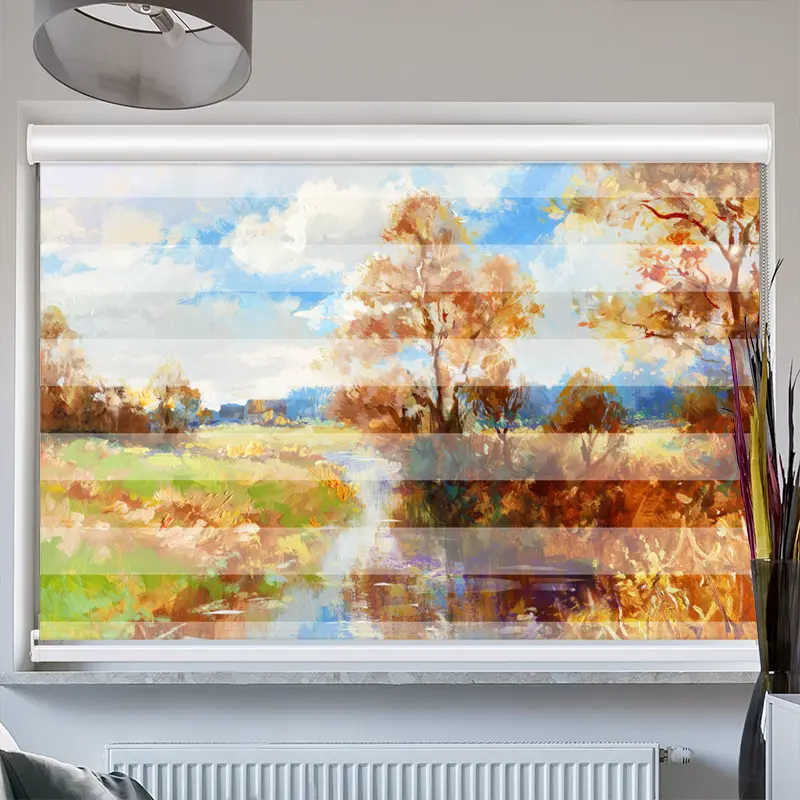 Doppelrollo mit Kassette "Herbstlandschaft Aquarell"