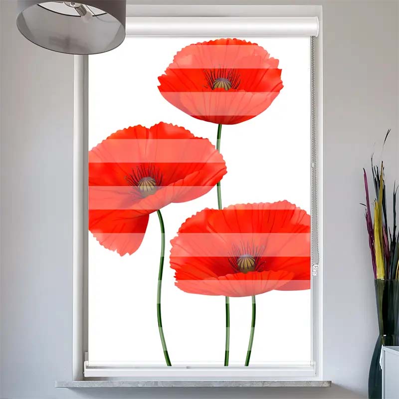 Doppelrollo mit Kassette Mohnblumen