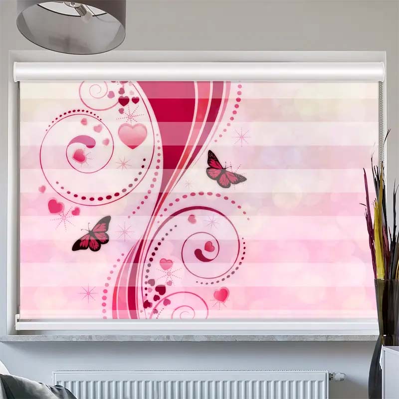 Doppelrollo mit Kassette Schmetterlinge Grafik