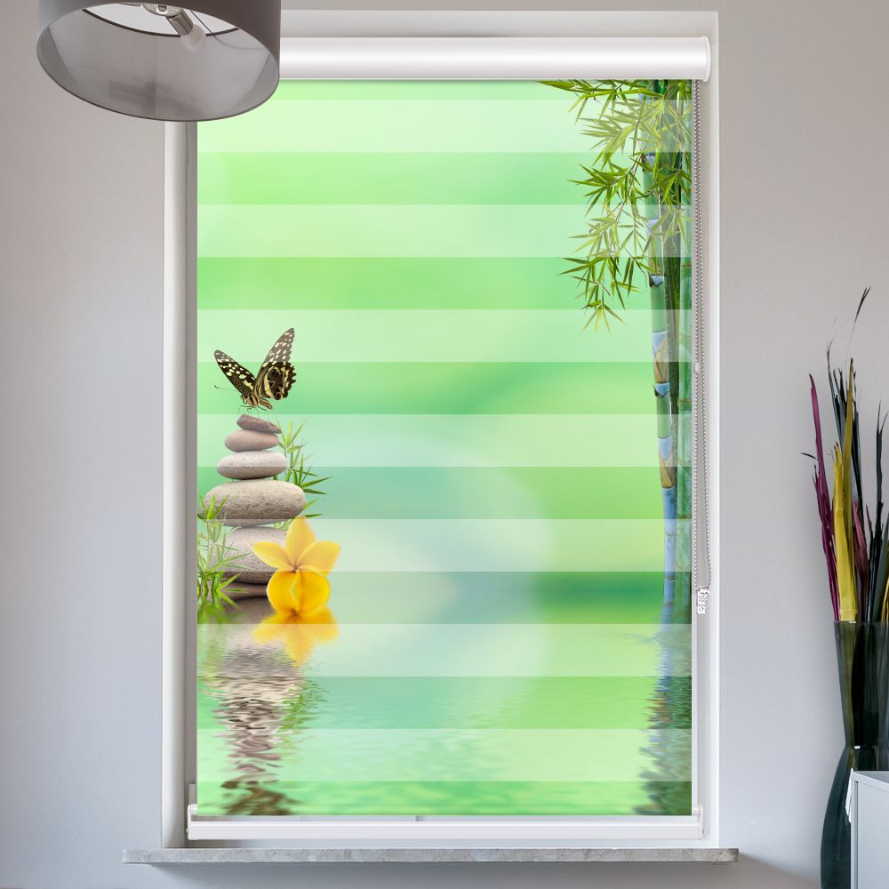 Doppelrollo mit Kassette Schmetterling Zen Stones