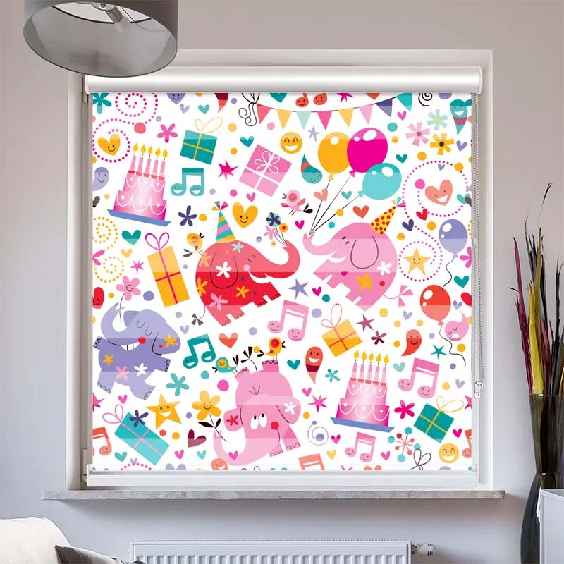 Doppelrollo mit Kassette Elefanten Kindergeburtstag