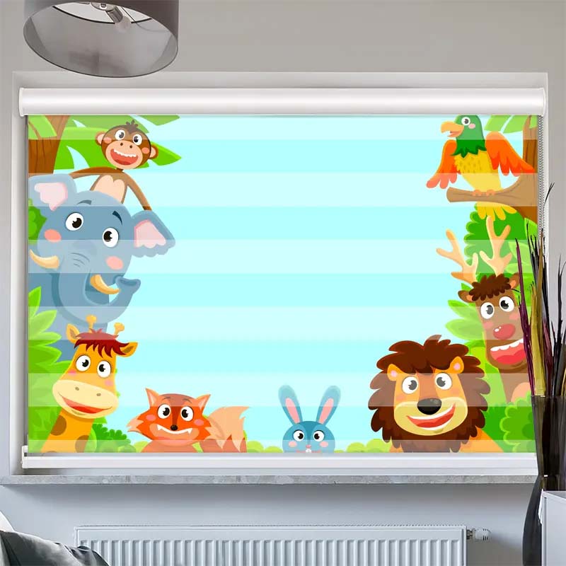 Doppelrollo mit Kassette Wilde Tiere