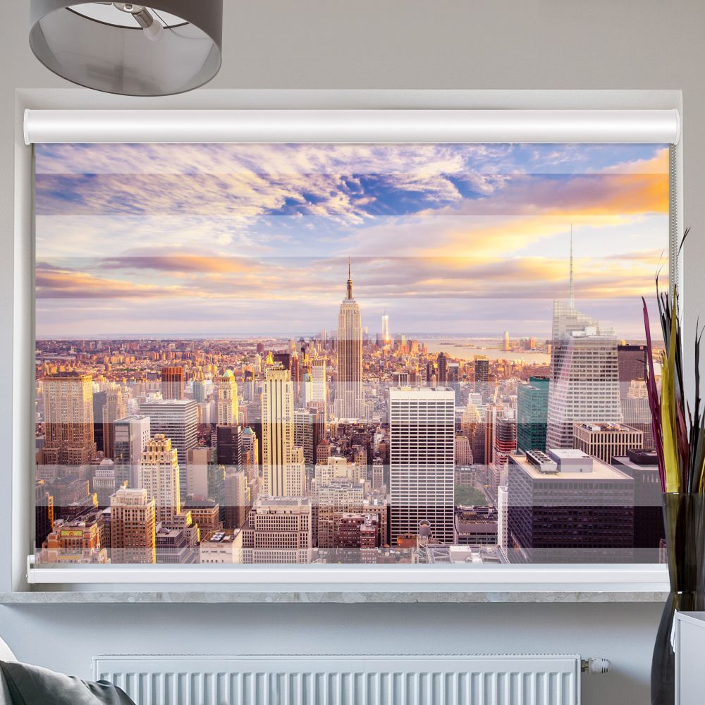 Doppelrollo mit Kassette Sunset New York City Skyline