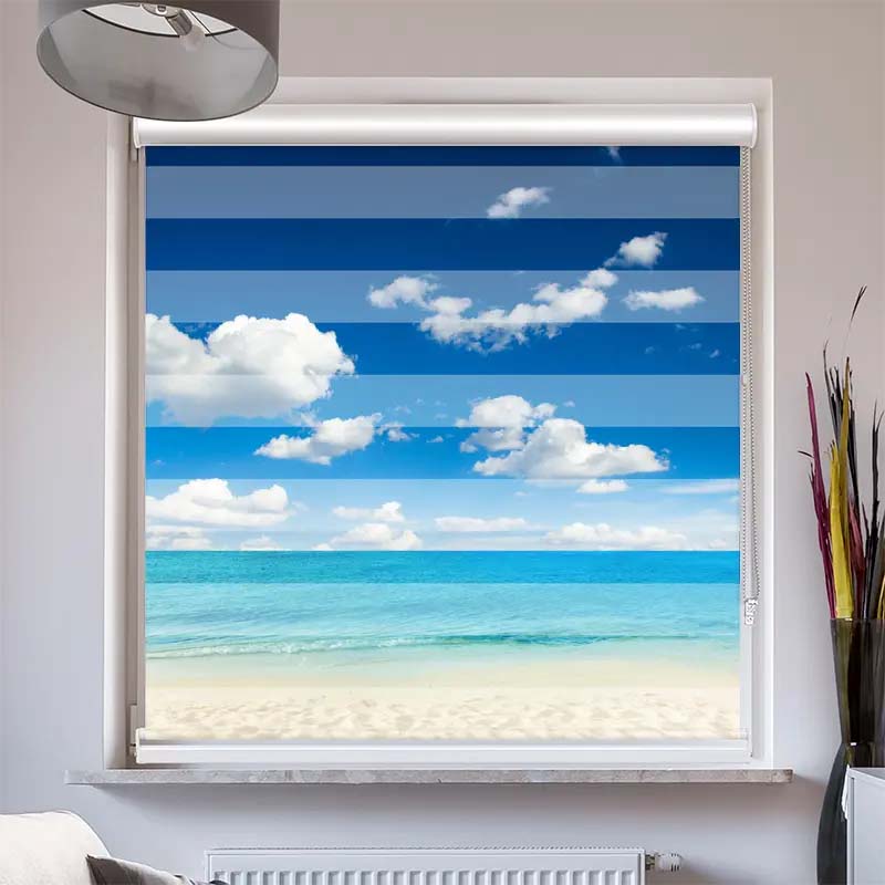 Doppelrollo mit Kassette Meer mit Blauem Himmel