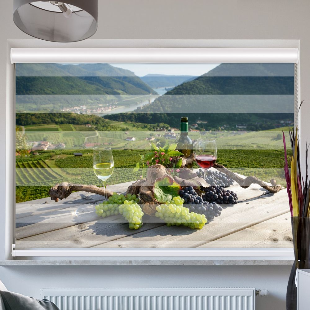 Doppelrollo mit Kassette Trauben Wein Natur