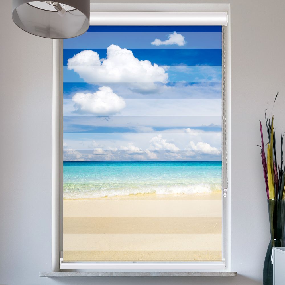 Doppelrollo mit Kassette Meer Himmel Strand