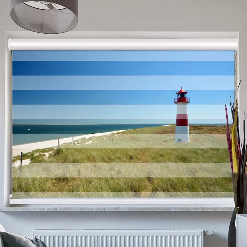 Doppelrollo mit Kassette Leuchtturm Meer