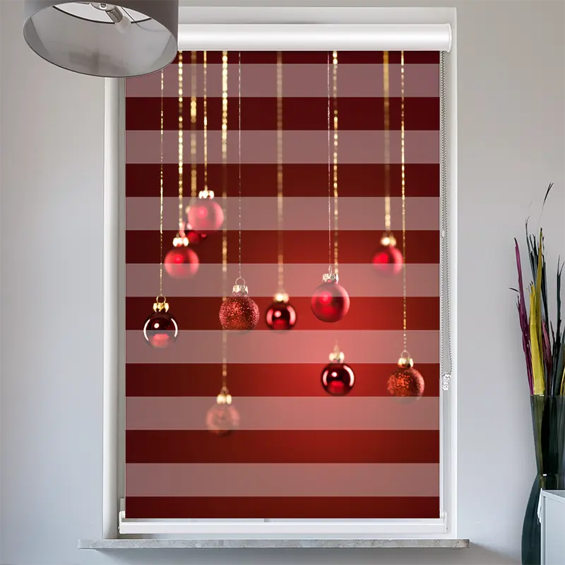 Doppelrollo mit Kassette "Rote Weihnachtskugeln"