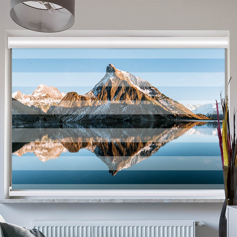 Doppelrollo mit Kassette Sonnenuntergang am Bergsee