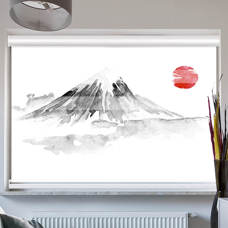 Doppelrollo mit Kassette Fujiyama Zeichnung Asiatisch