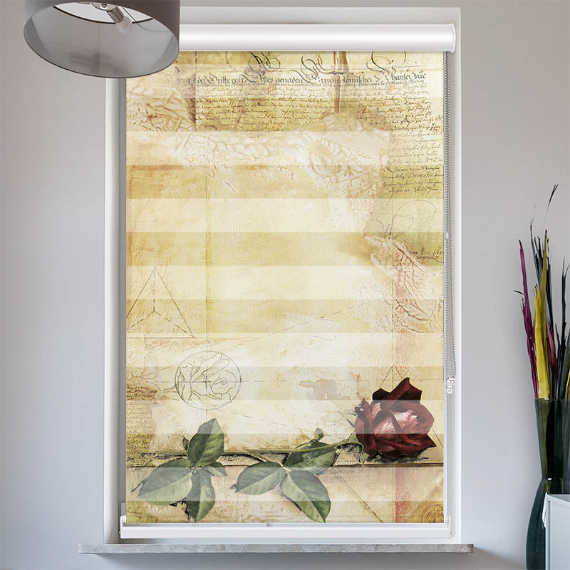 Doppelrollo mit Kassette Retro Rose