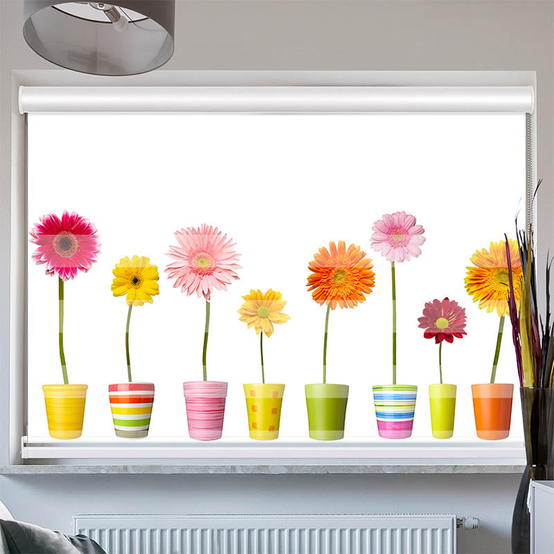 Doppelrollo mit Kassette Bunte Topfblumen