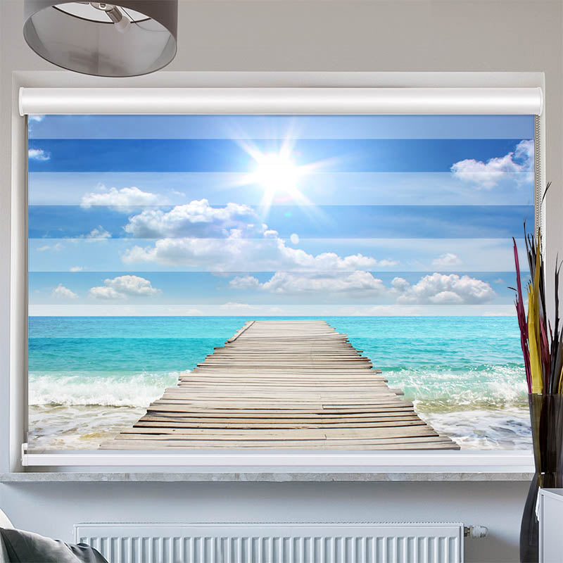 Doppelrollo mit Kassette Steg ins Meer